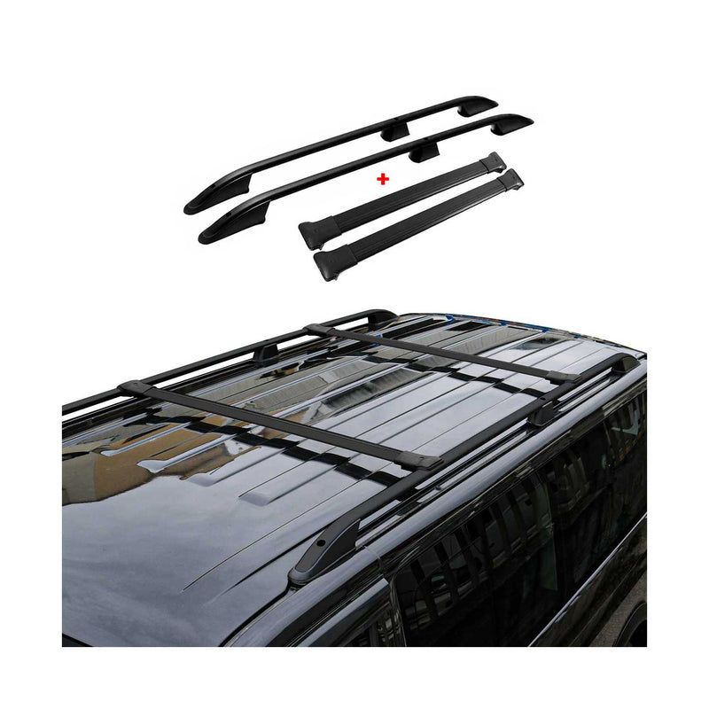Barre portatutto + barre portatutto per Ford Connect 2002-2014 Corto Alluminio Nero 4x