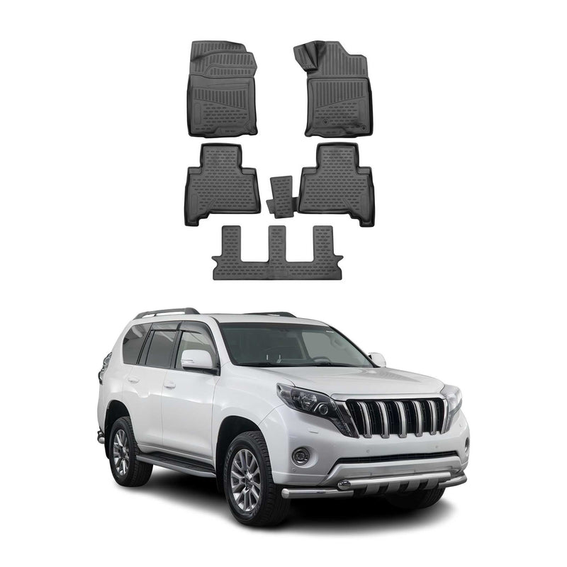 Tappetini in gomma OMAC per Toyota Land Cruiser Prado 2009-2023 TPE Nero 5 pezzi
