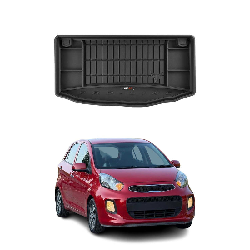 Vassoio portabagagli in gomma OMAC per Kia Picanto 2011-2017, vassoio portabagagli in TPE, nero