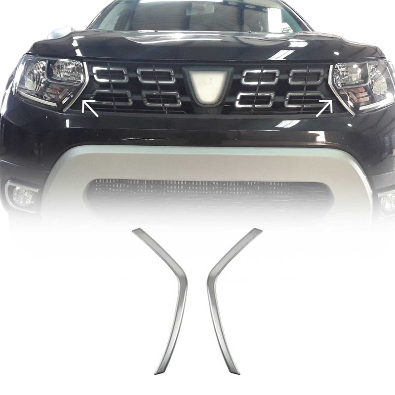 Strisce griglia per Dacia Duster 2018-2021 in acciaio inox argento 2x
