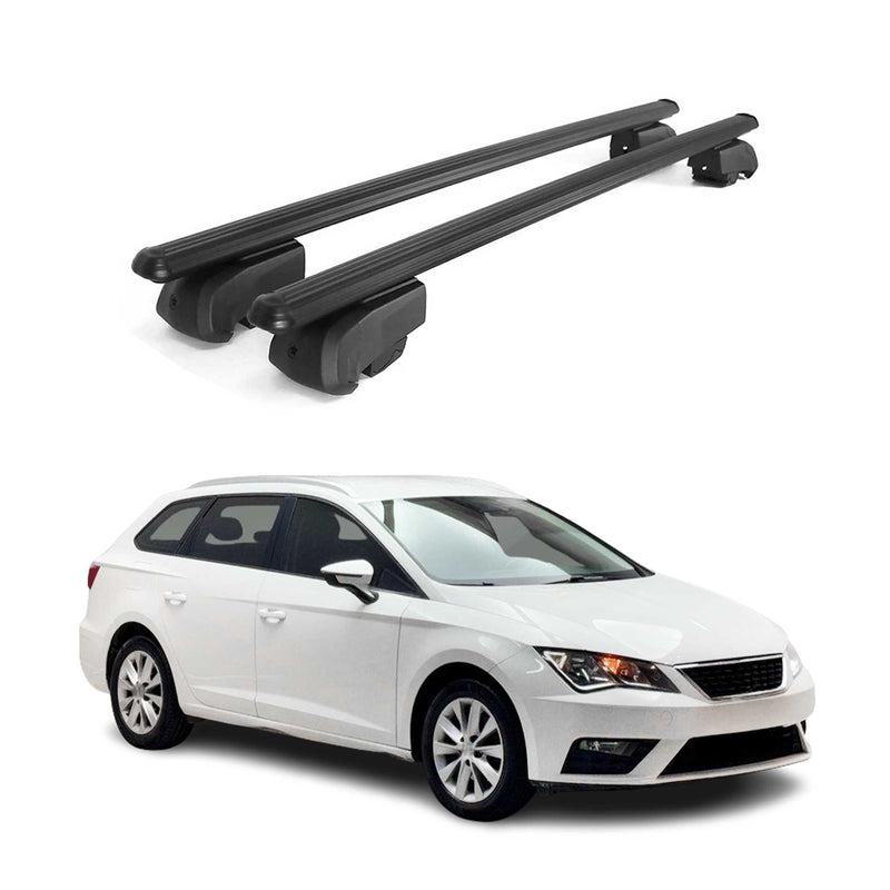 Portapacchi da tetto per Seat Leon Station Wagon 2014-2023 ABE Alu Nero 2x