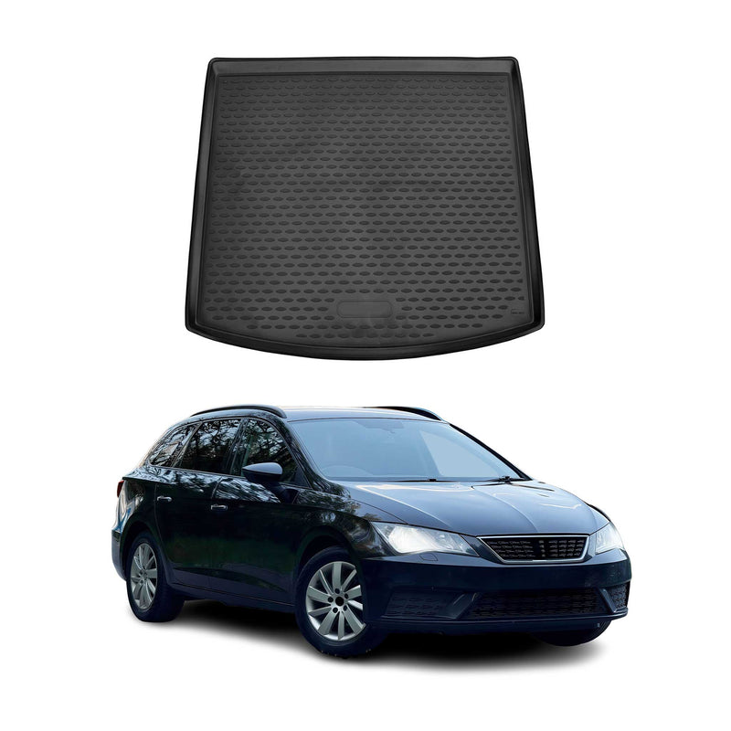 Tappetino per bagagliaio per Seat Leon Station Wagon 2012-2020 in gomma TPE Nero