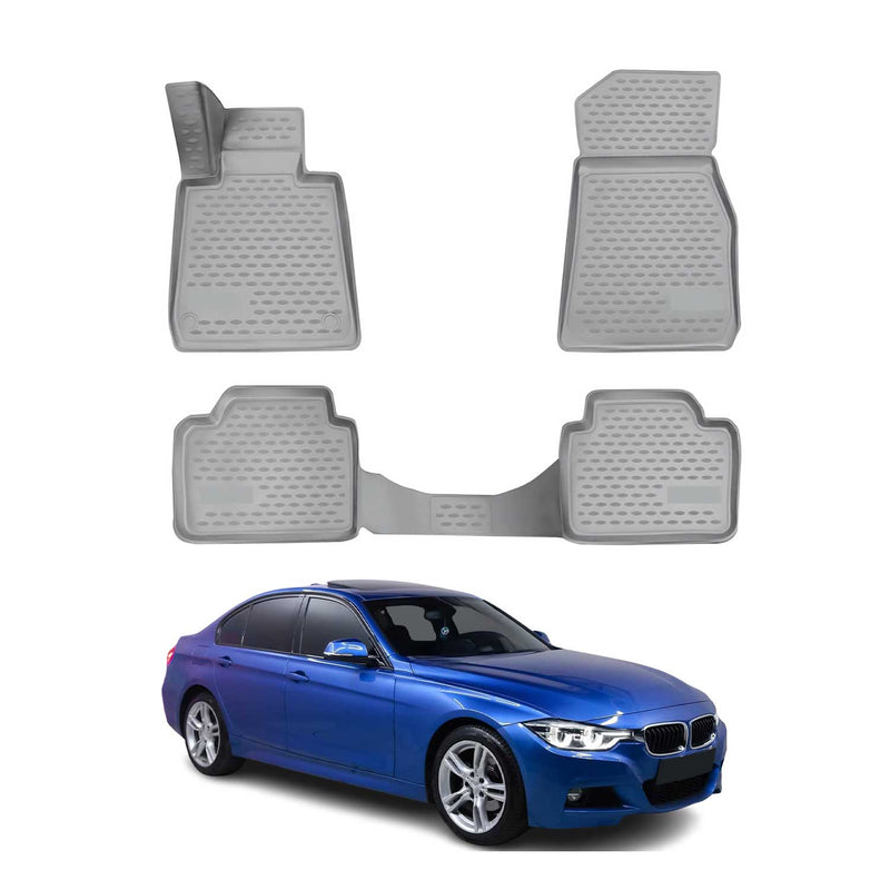 Tappetini in gomma grigia per BMW Serie 3 F30 F31 2013-2021 / Serie 4 F32 F36 2012-2018, 4 pezzi