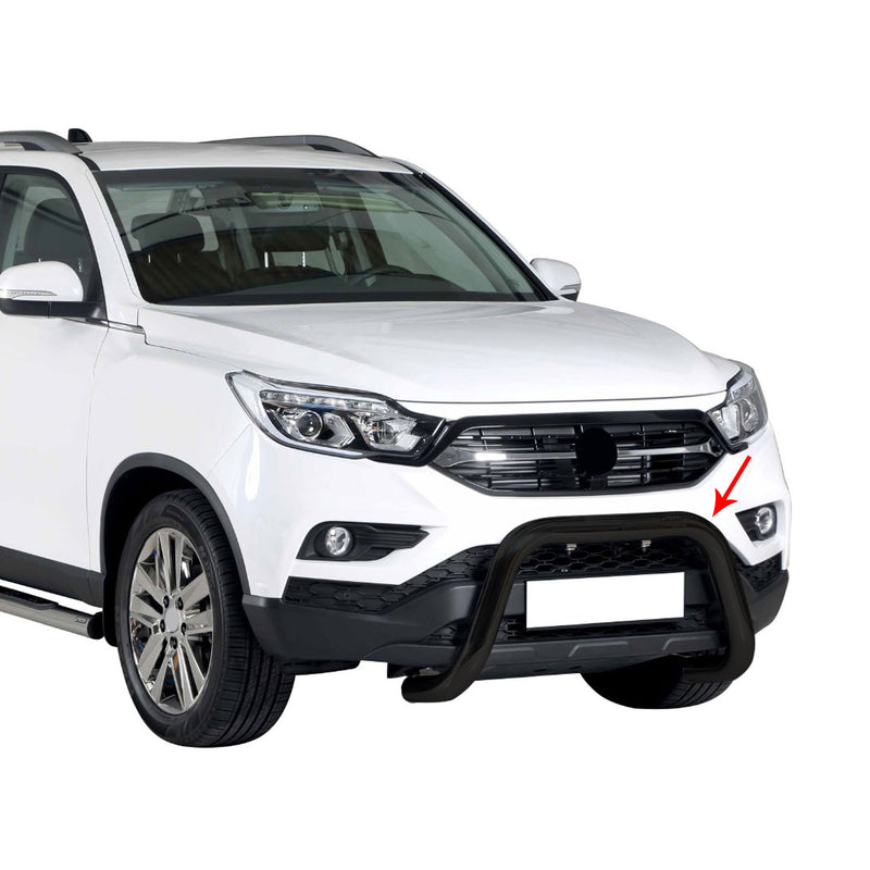 Barra di protezione anteriore per Ssangyong Musso 2018-2025 ø76mm acciaio nero