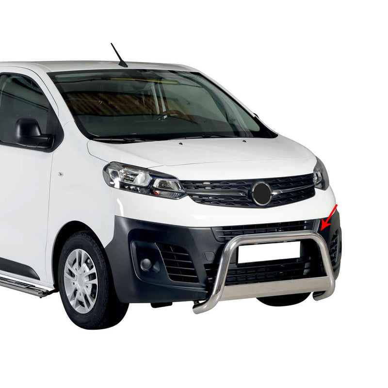 Protezione anteriore in acciaio inox per Opel Vivaro 2019-2021 grigio Ø 63 mm