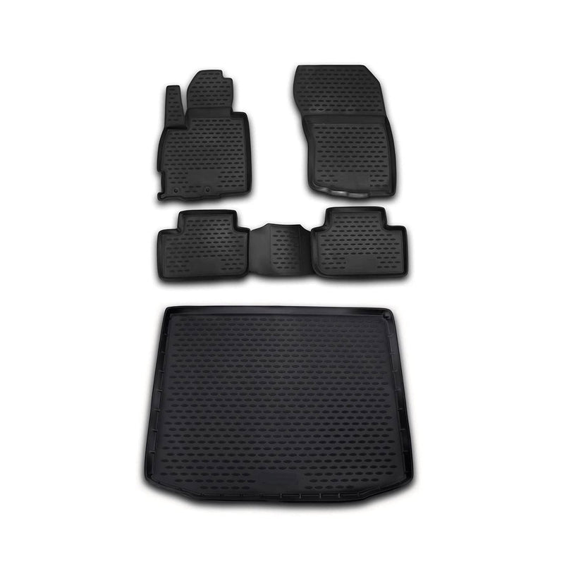 Fußmatten & Kofferraumwanne Set für Mitsubishi ASX 2010-2023 TPE Schwarz