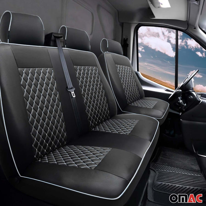 Coprisedili per Peugeot Expert 2017-2025 in similpelle nero bianco 2+1