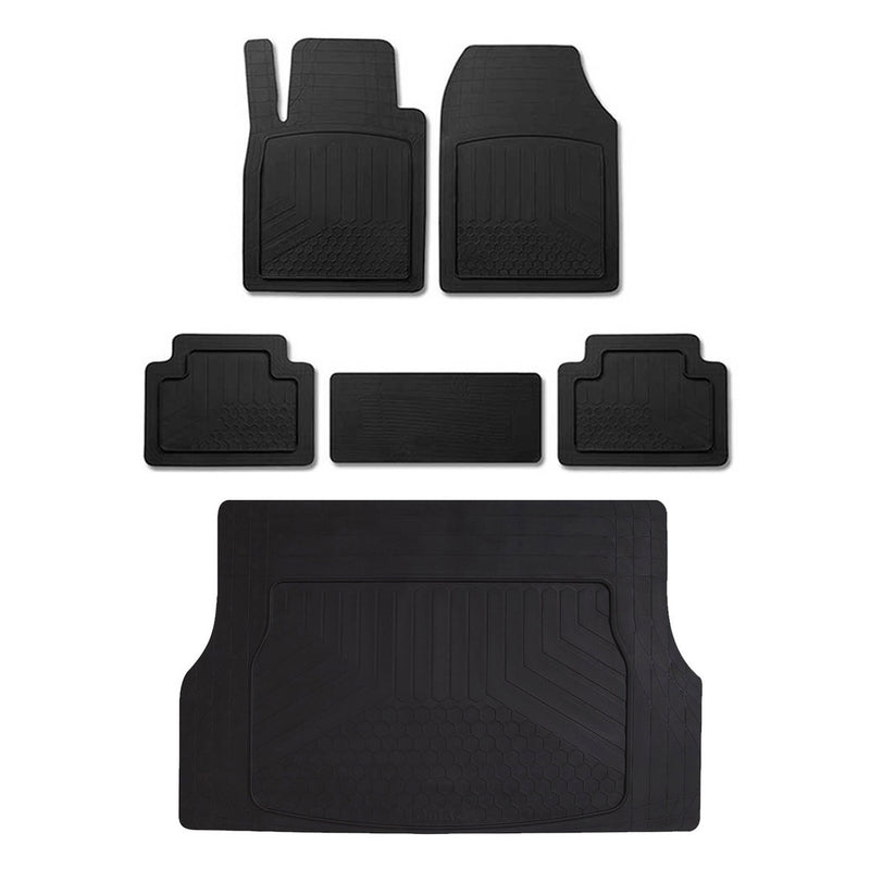Set di tappetini in gomma e vaschetta per bagagliaio per Smart Forfour, in gomma antiscivolo, neri