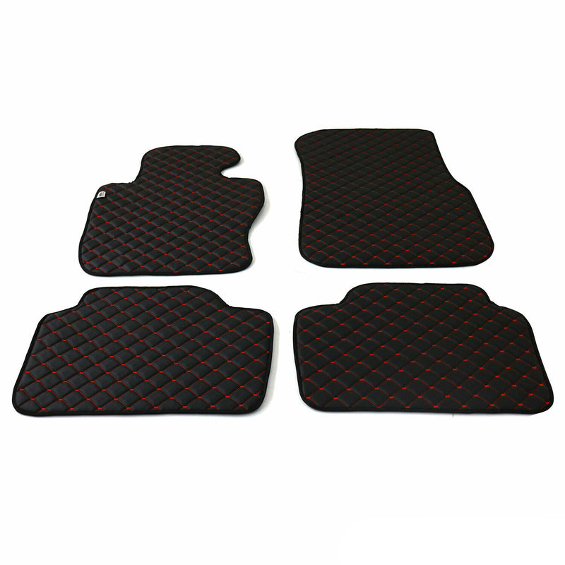Tappetini in pelle sintetica rossa per BMW Serie 5 G30 2017-2024, 4 pezzi, in pelle sintetica nera