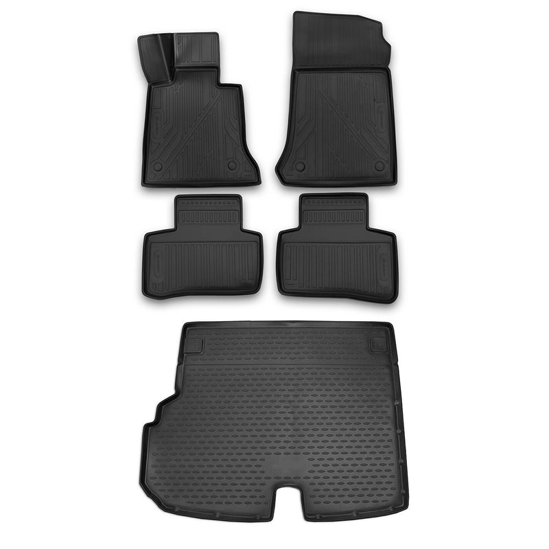 Set di tappetini e vaschetta per bagagliaio per Mercedes GLK X204 2013-2015 TPE Nero