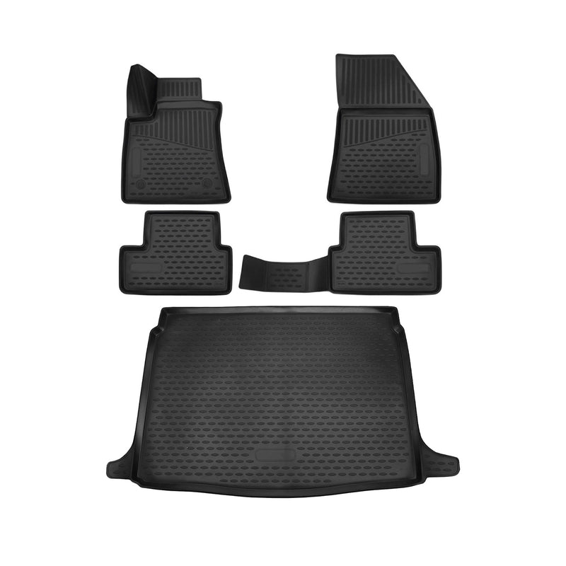 Set tappetini e vaschetta per bagagliaio per Renault Megane 5 porte 2015-2025 TPE Nero