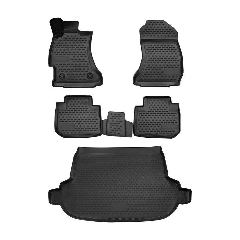 Fußmatten & Kofferraumwanne Set für Subaru Forester 2013-2019 TPE Schwarz