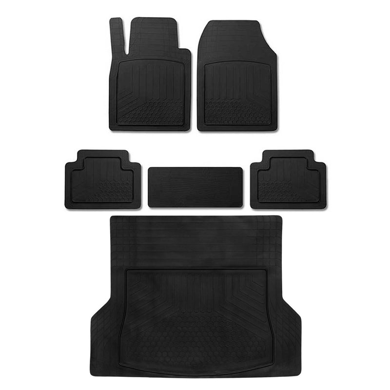 Set di tappetini e vaschetta per bagagliaio per VW Tiguan in gomma antiscivolo per tutte le stagioni, neri