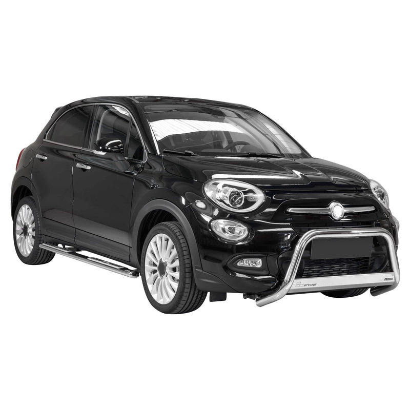 Protezione anteriore per Fiat 500X 2014-2018 ø63mm acciaio argento 