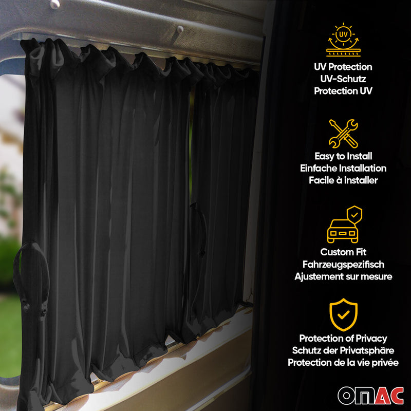 Sonnenschutz MAß Gardinen Vorhänge für Renault Trafic 2014-25 Kurzer Schwarz 10x
