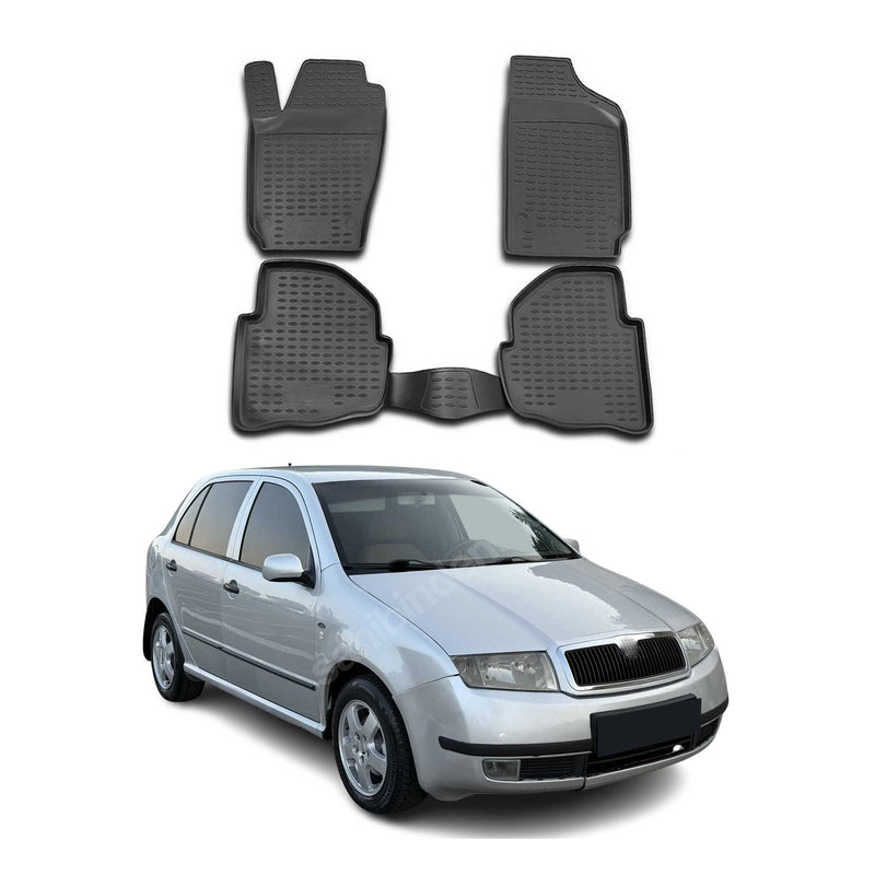 Tappetini Skoda Fabia 1999-2007 TPE Nero 4 pezzi 