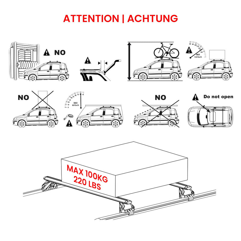 Portapacchi da tetto per BMW Serie 5 Touring F11 G31 2010-2025 Alu Nero 2x ABE