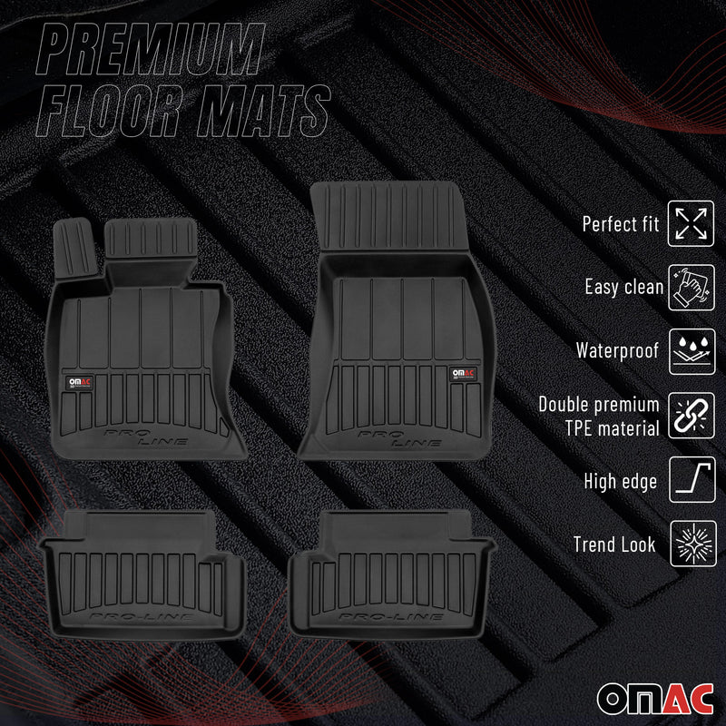 Tappetini in TPE neri per BMW Serie 4 F33 Cabrio 2013-2020, 4 pezzi
