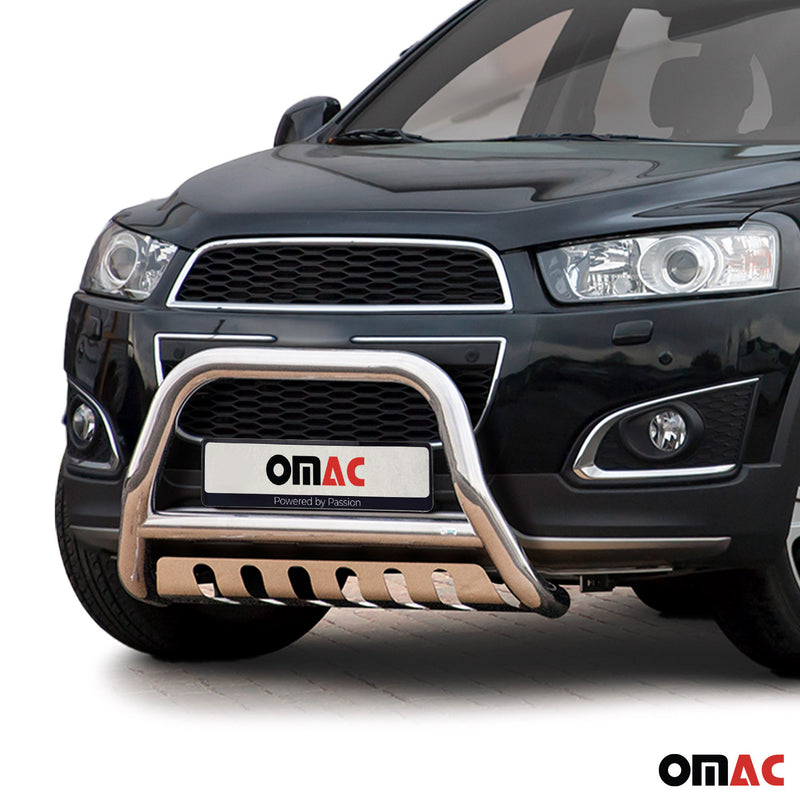 Protezione anteriore per Chevrolet Captiva 2012-2015 con ABE in acciaio argento 