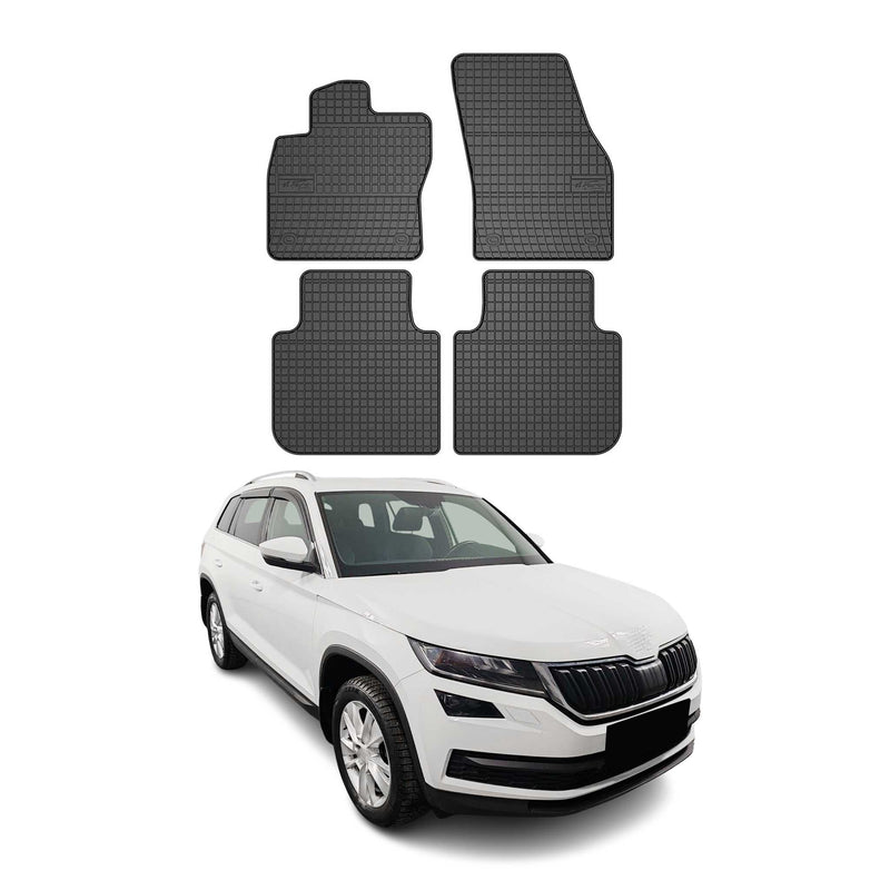Tappetini Skoda Kodiaq 2017-2025 in TPE nero, 4 pezzi