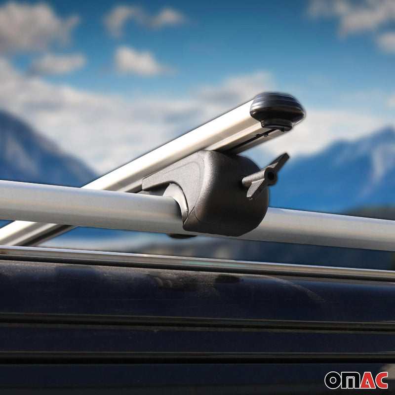 Barre portatutto + mancorrenti sul tetto SET per VW Caddy 2015-2020 L2 Long Alu Silver 4 pezzi