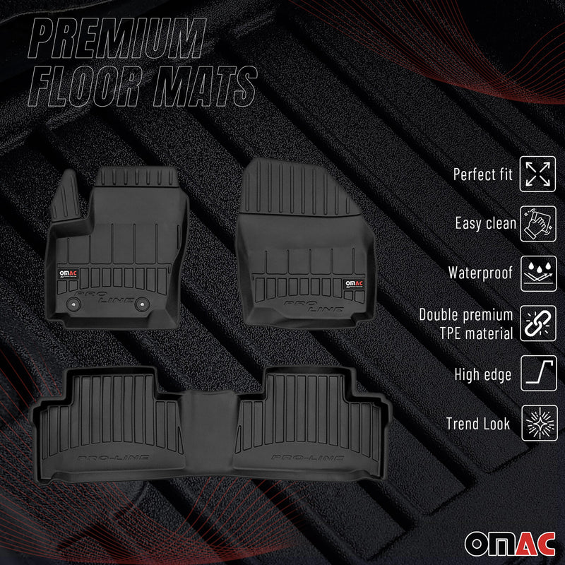 Tappetini Ford S-Max 2006-2014 in TPE nero, 3 pezzi