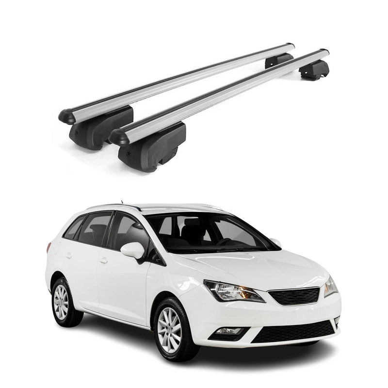 Base portapacchi per Seat Ibiza IV ST 2009-2016 ABE Grigio Alluminio 2x