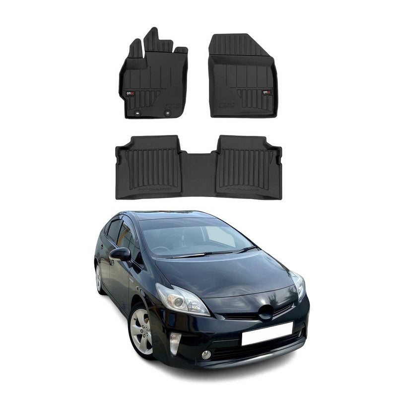 Tappetini Toyota Prius 2010-2015 in TPE nero, 3 pezzi