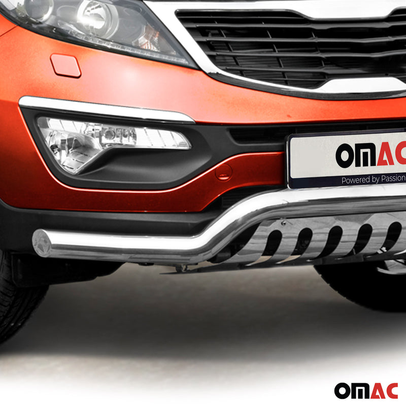 Barra di protezione anteriore in acciaio inox per Kia Sportage 2010-2015 con bull bar ABE argento 