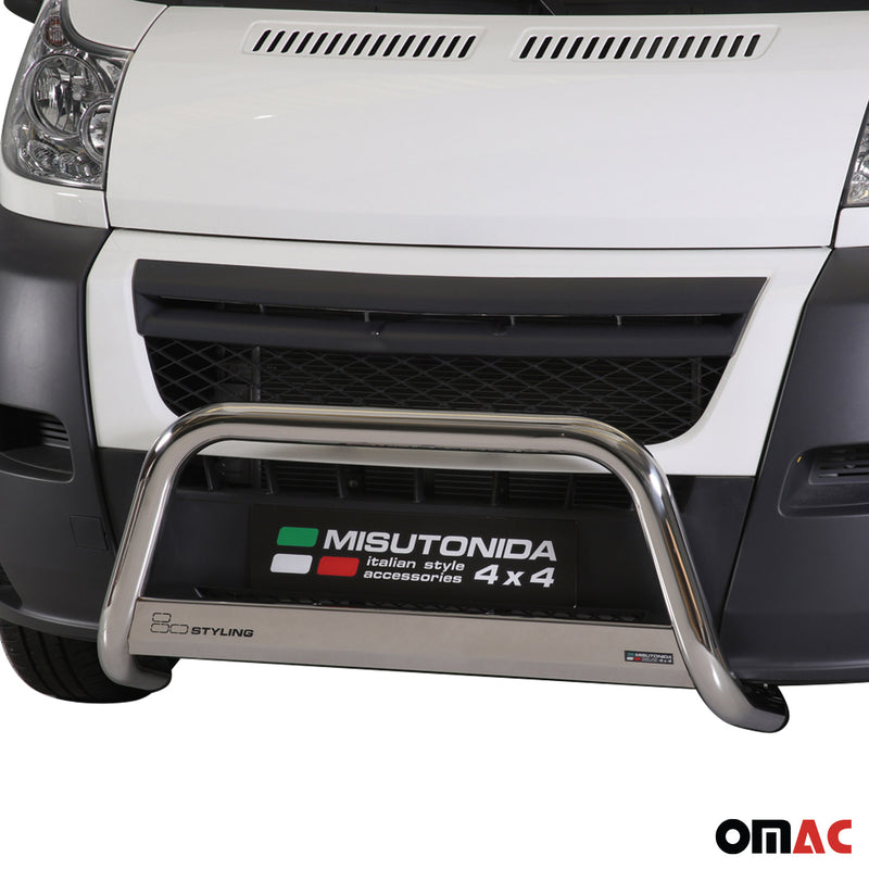 Barra di protezione anteriore per Citroen Jumper 2006-2013 ø63mm acciaio argento 