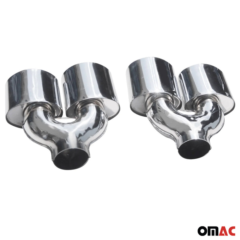 Auspuffblende Endrohr für Mercedes C Klasse W205 2014-2025 Stahl L&R 120x80 2x
