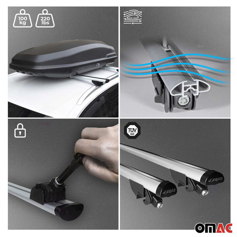 Portapacchi da tetto per BMW X2 F39 2018-2025 portapacchi railing 100kg grigio alluminio 
