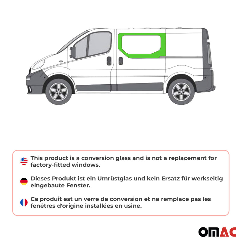 Finestrino laterale per Renault Trafic 2001-2014 Nero Finestrino Auto Sinistro L1 L2