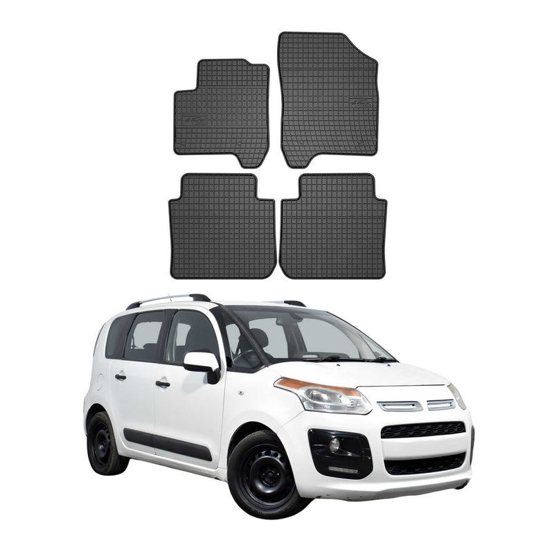 Tappetini in gomma neri per Citroen C3 Picasso 2008-2017, 4 pezzi