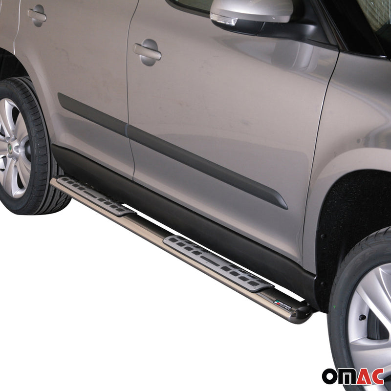 Minigonne laterali in acciaio inox per Skoda Yeti 2009-2013 Argento