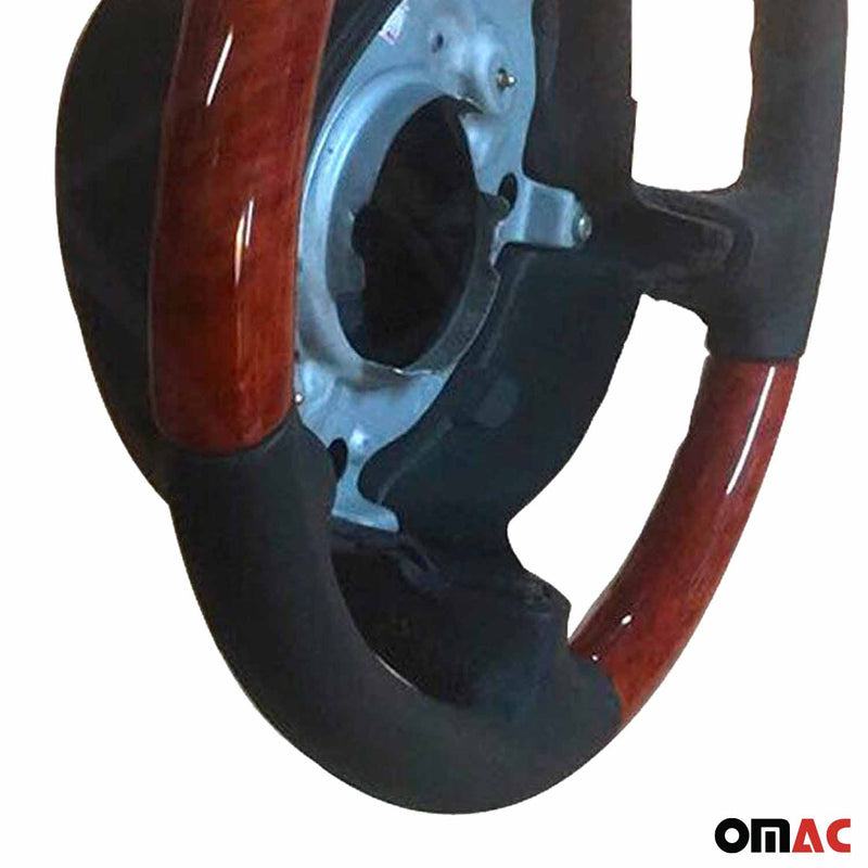 Volante per Mercedes W211 S211 in pregiato legno di olmo rosso, rivestimento in vera pelle nera