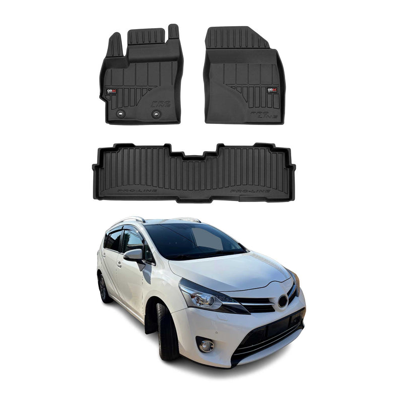 Tappetini Toyota Verso 2009-2018 in TPE nero, 3 pezzi