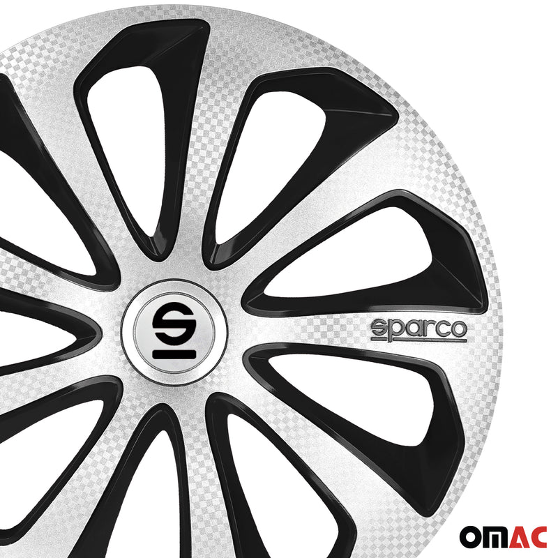 Coprimozzi Sparco 16 pollici Sicilia Argento Carbonio Nero 4 pezzi