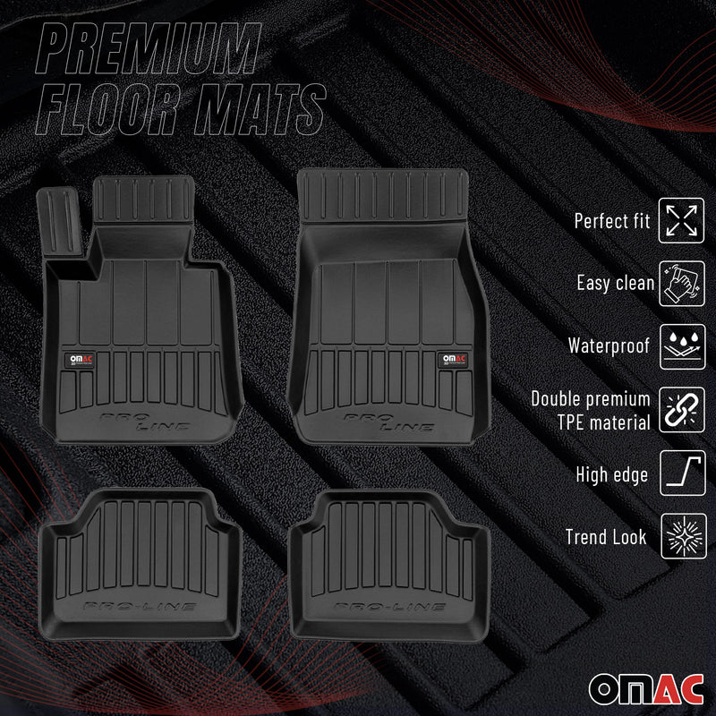 Tappetini in TPE neri per BMW Serie 1 F20 2011-2019, 4 pezzi 