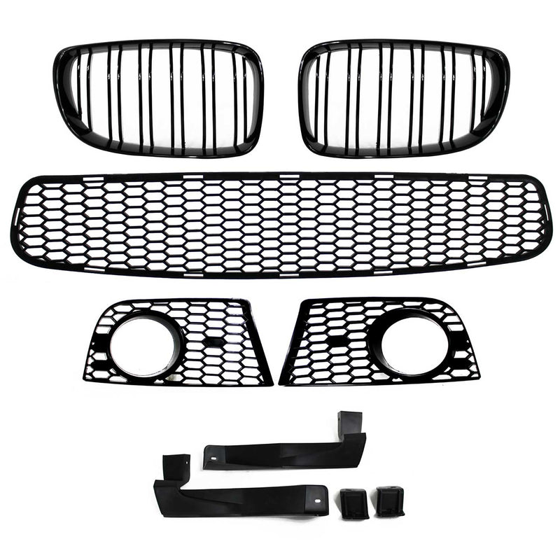 Paraurti anteriore JOM per BMW E81/E82/E87/E88 2004-2013 Griglia a doppia costola nera