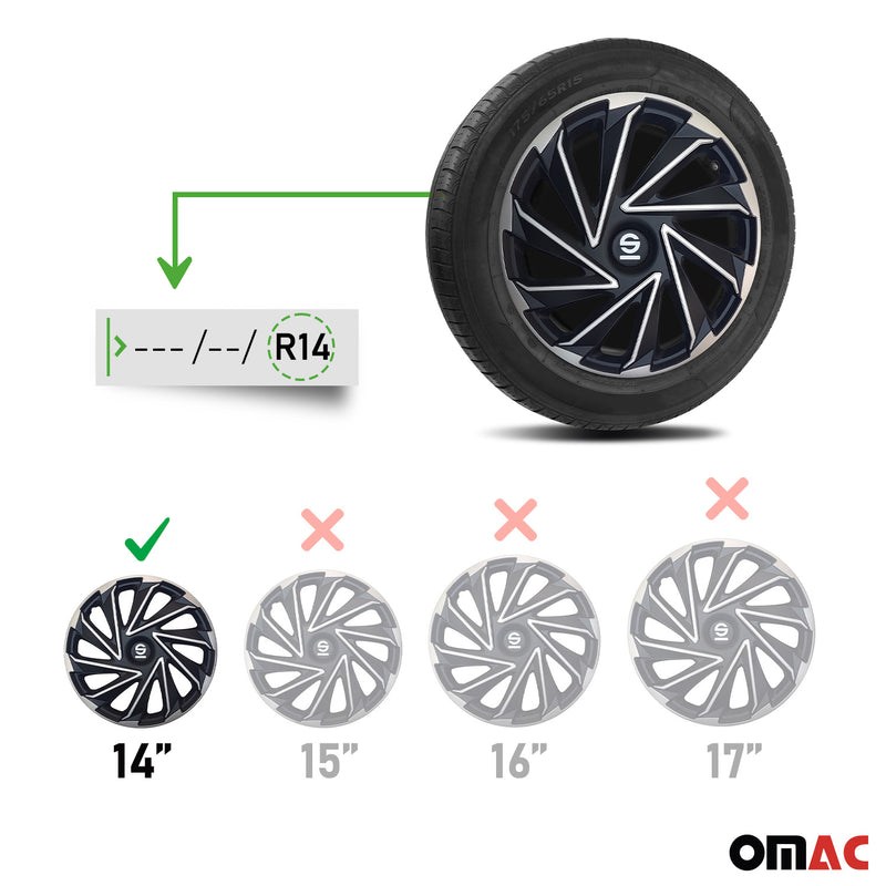 Coprimozzi Sparco 14 pollici Varese argento nero 4 pezzi