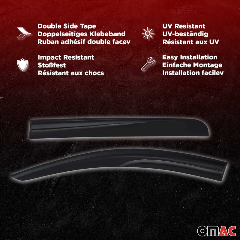 2x Deflettori d'aria Deflettori pioggia per Citroen Berlingo 1996-2010 Acrilico scuro