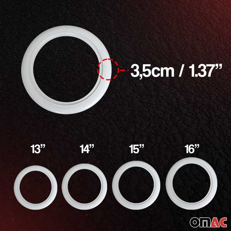 4x anelli a fascia bianca pneumatici a fascia bianca da 15 pollici in gomma bianca per tuning auto 