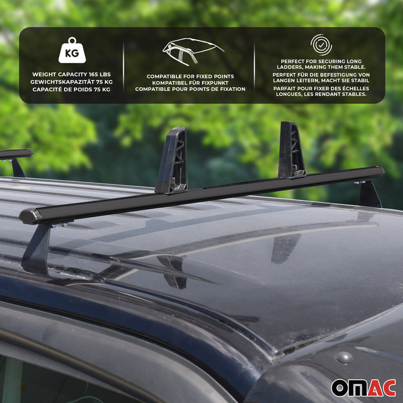 Set 2 barre portatutto + portascala per Ford Transit Courier 2014-2023 Nero