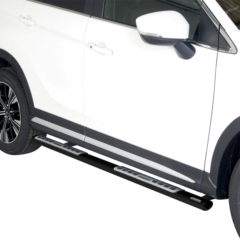 Barre laterali in acciaio per pedane per Mitsubishi Eclipse Cross 2018-2020 Nero