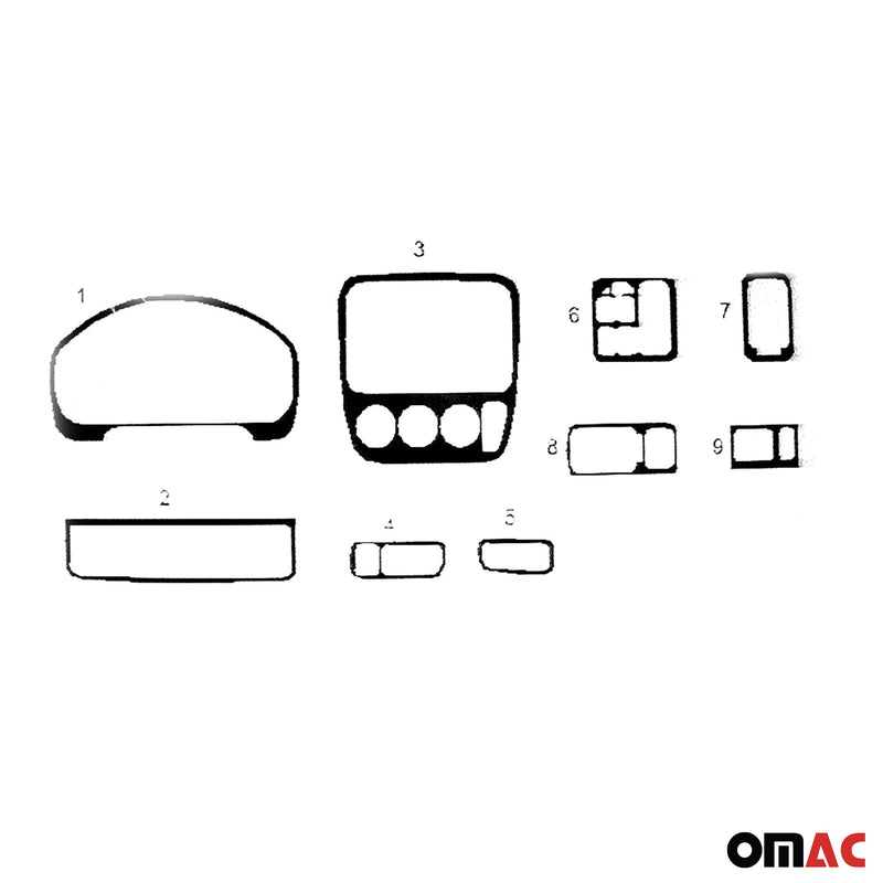Decorazione interna abitacolo per Honda CR-V 1996-2001 effetto carbonio 9 pezzi 