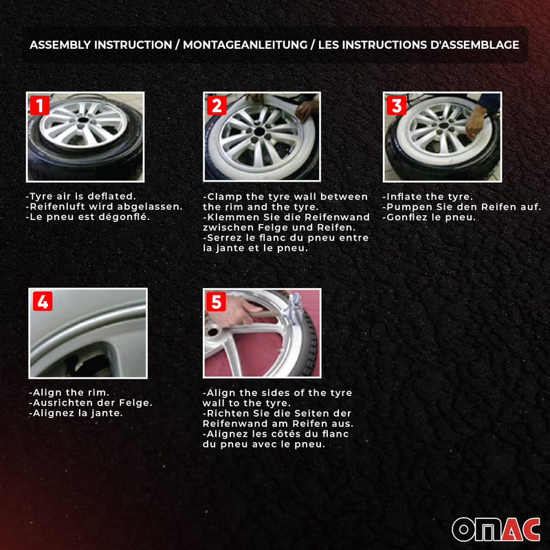 4x anelli a fascia bianca pneumatici a fascia bianca da 15 pollici in gomma bianca per tuning auto 