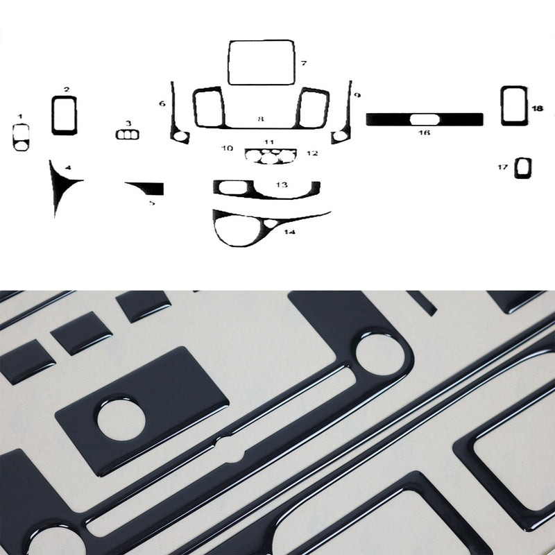 Decorazione interna abitacolo per Opel Vivaro 2010-2014 look Piano Black 18 pezzi 