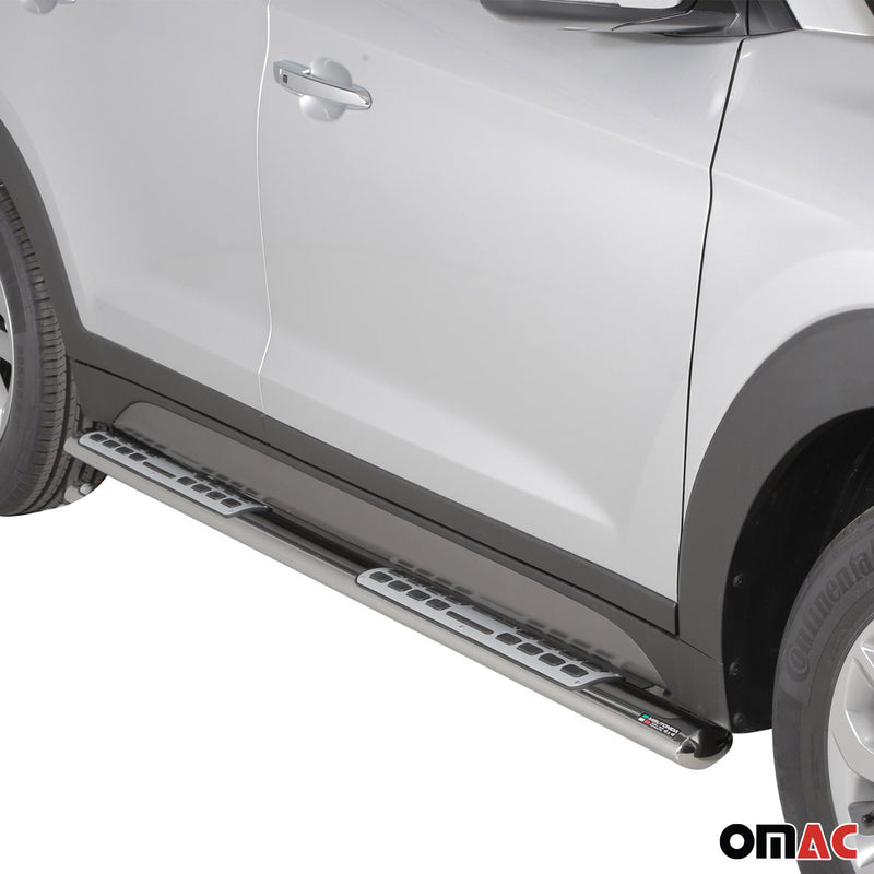 Minigonne laterali in acciaio inossidabile per Hyundai Tucson 2015-2018 Argento