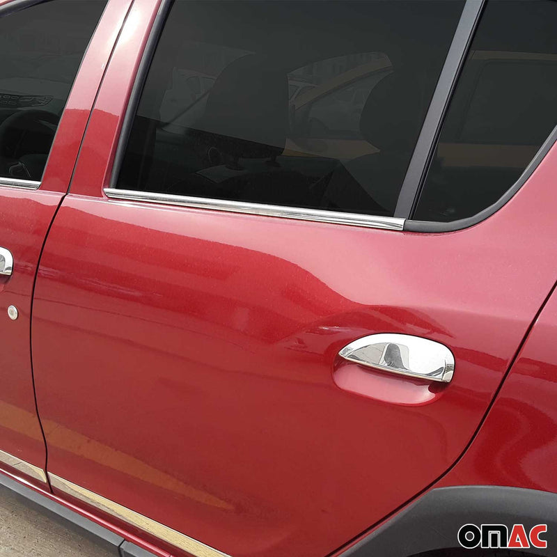 Listelli decorativi per finestrini per Dacia Sandero 2012-2020 in acciaio inox cromato, 4 pezzi 